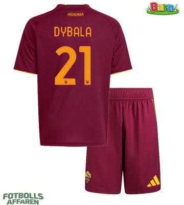 AS Roma Paulo Dybala #21 Hemmaställ Barn 2025-26 Kortärmad (+ Korta byxor)